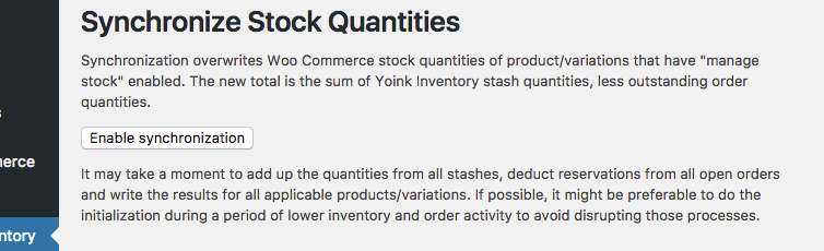 Synchronize quantities screen capture