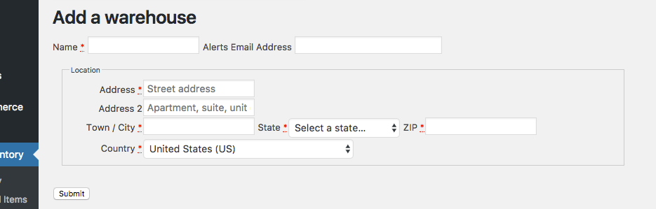 warehouse details screen capture